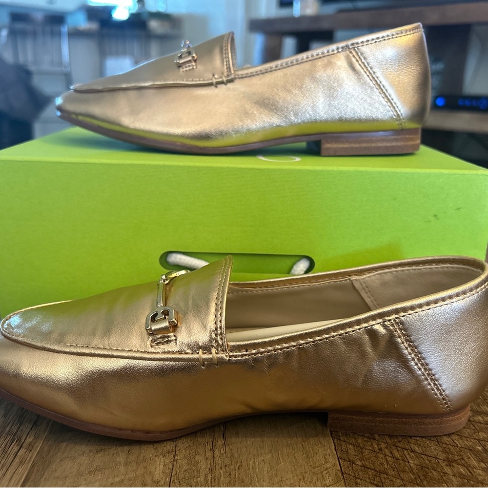 Sam Edelman unisex child Loraine mini loafers 3M gold leaf